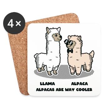 Lama alpaga animal Cool cadeau drôle drôle doux - Dessous de verre (lot de 4) - blanc - Devant