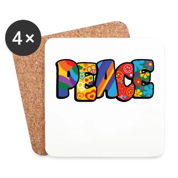 Peace Frieden Friedensbewegung Menschenrecht - Untersetzer (4er-Set) - Weiß - Vorne