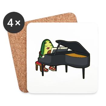 Funny avocado piano piano pianist gift - Coasters (set of 4) - white - Front