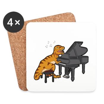Pianosaurus Dinosaure Piano Piano Pianiste Dino - Dessous de verre (lot de 4) - blanc - Devant
