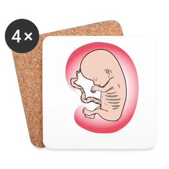 Embryon bébé naissance bébé ventre maman cadeau - Dessous de verre (lot de 4) - blanc - Devant