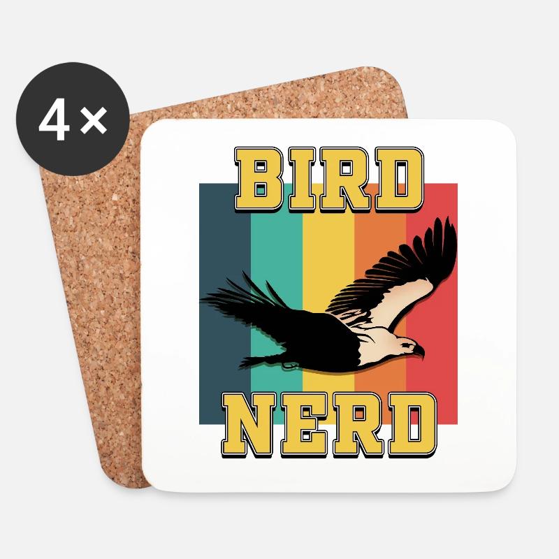 Bird NERD - Untersetzer (4er-Set) - Weiß