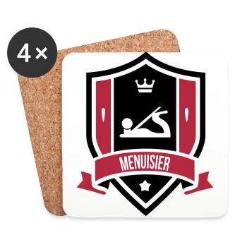Menuisier / Menuiserie / Bois / Charpentier - Coasters (set of 4) - white - Front