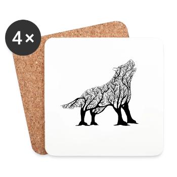 Wolf - Untersetzer (4er-Set) - Weiß - Vorne