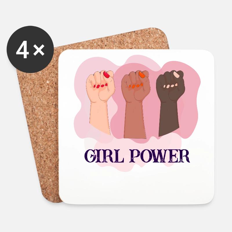Frauenpower - Untersetzer (4er-Set) - Weiß