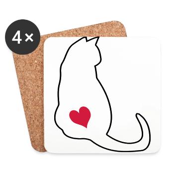 Chat - Dessous de verre (lot de 4) - blanc - Devant
