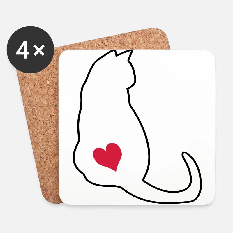 Katze - Untersetzer (4er-Set) - Weiß