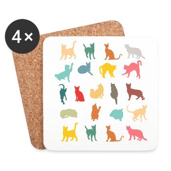 cats - Coasters (set of 4) - white - Front