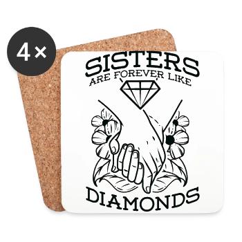 Sisters Diamond sister sibling girlfriend - Coasters (set of 4) - white - Front