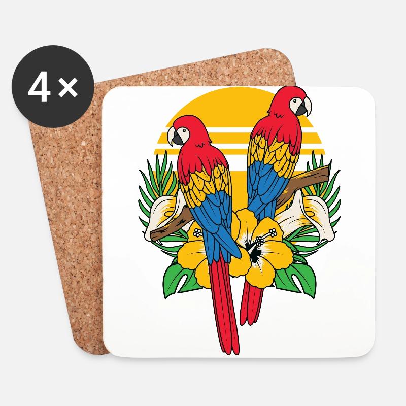 Tropic Tropisch Papagei Vogel Hellroter Ara - Untersetzer (4er-Set) - Weiß