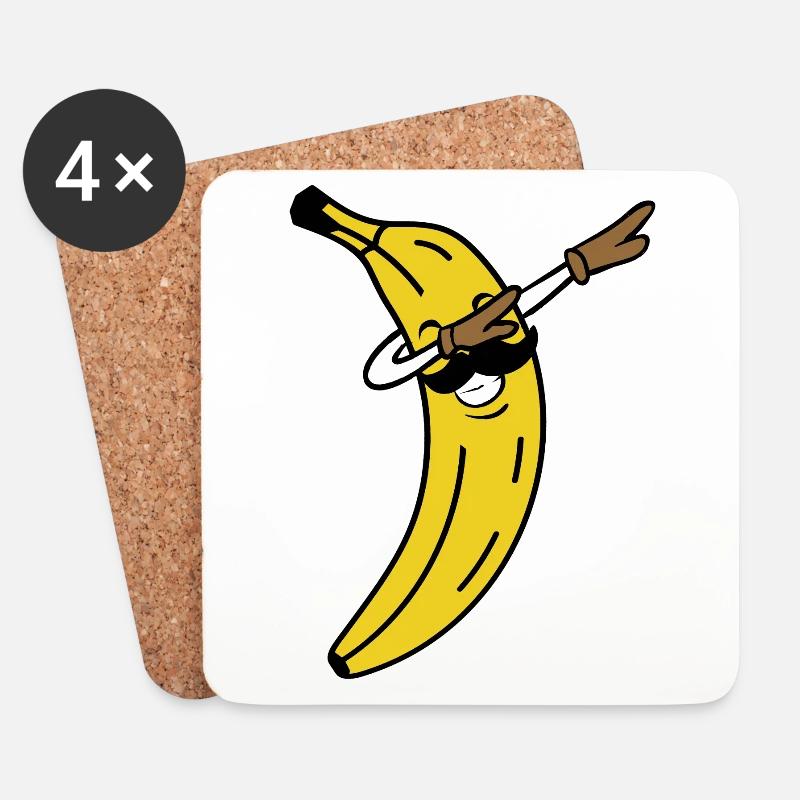 BANANA DAB MUSTACHE - Untersetzer (4er-Set) - Weiß