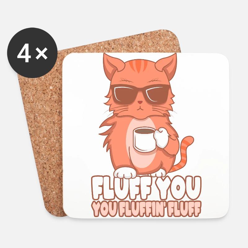 Katze, cat - Untersetzer (4er-Set) - Weiß