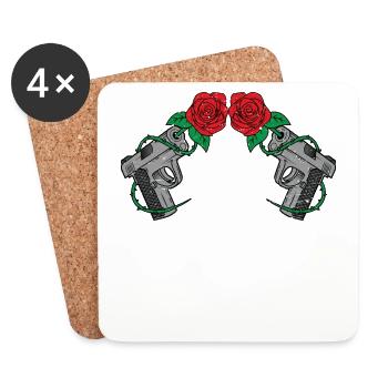 Gun Rose's Rose Gun Weapon Rose no was anti was - Coasters (set of 4) - white - Front