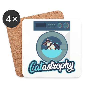 Cat in the washing machine - Coasters (set of 4) - white - Front