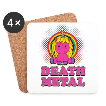 Death Metal Licorne - Dessous de verre (lot de 4) - blanc - Devant