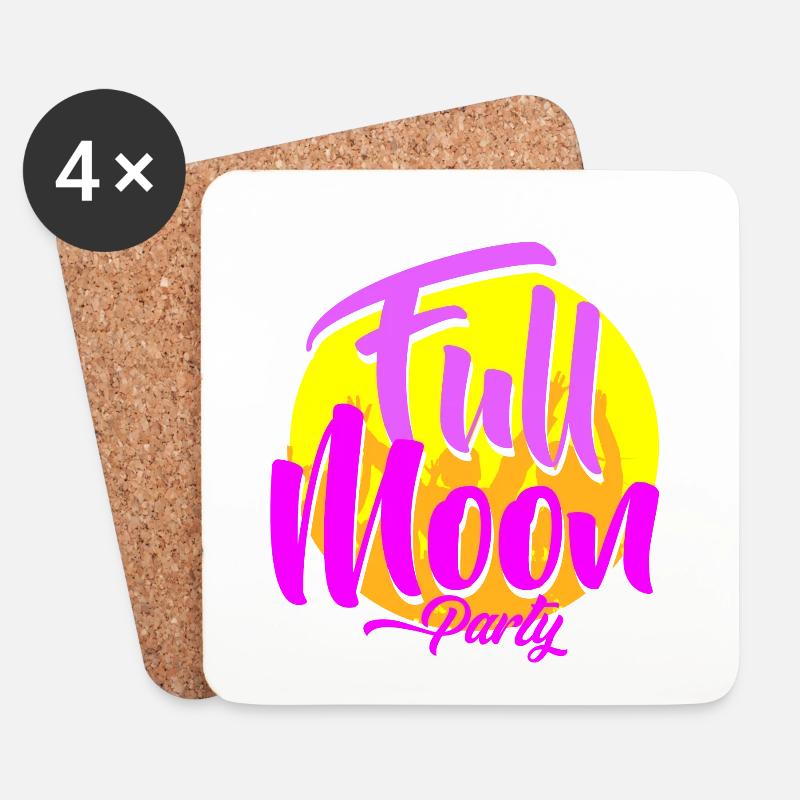 Full Moon Party - Untersetzer (4er-Set) - Weiß