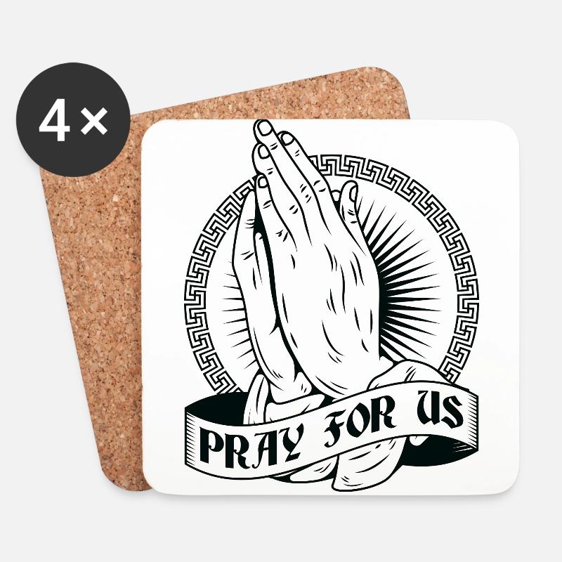 Praying Hands Pray for us Praying Hands God Pray - Coasters (set of 4) - white
