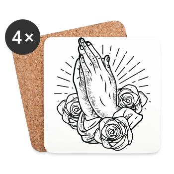 Praying Hands Betende Hände zu Gott Religion - Untersetzer (4er-Set) - Weiß - Vorne
