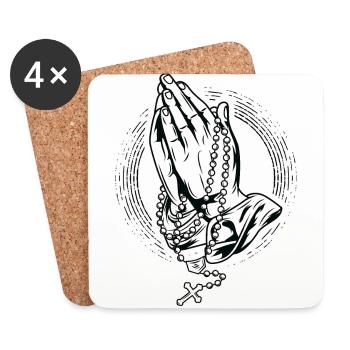 Prier Rosaire Prier Prier Mains Rosaire Dieu - Dessous de verre (lot de 4) - blanc - Devant