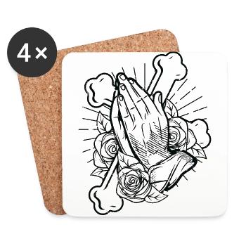 Praying Hands Praying hands to God religion cross - Coasters (set of 4) - white - Front