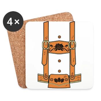 Bavaria Lederhosen Party Costume Suit - Coasters (set of 4) - white - Front