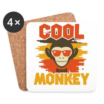 COOL MONKEY - Dessous de verre (lot de 4) - blanc - Devant