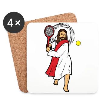 Jesus Christ Religion Tennis Equipe Sportive - Dessous de verre (lot de 4) - blanc - Devant
