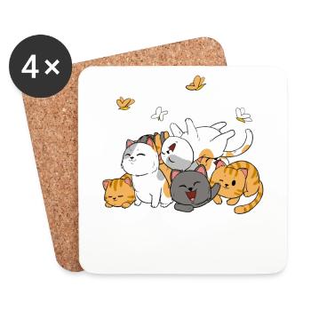 Crazy Cats Lady Woman Crazy Cat - Coasters (set of 4) - white - Front