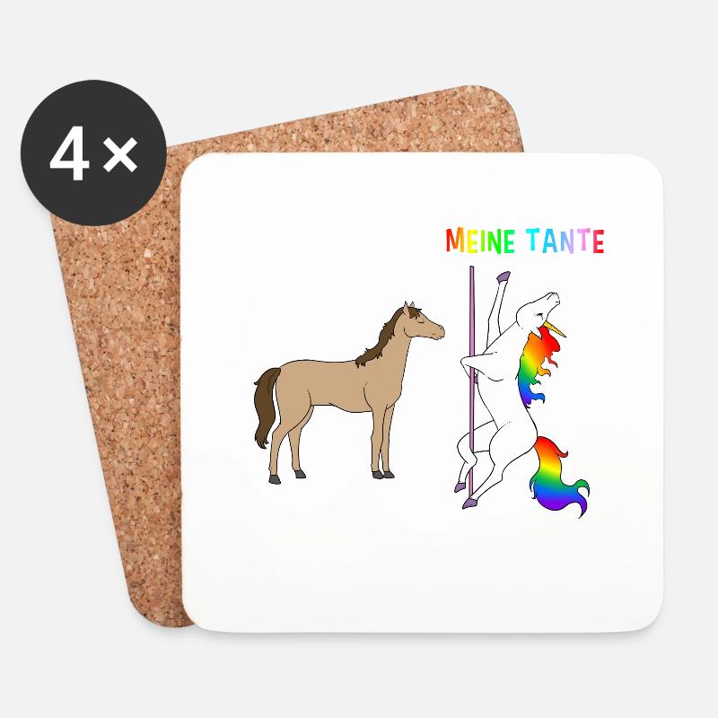 Deine Tante Meine Tante Pferd Einhorn Pole Dance - Untersetzer (4er-Set) - Weiß