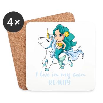 Sirène Reitet Licorne Cavalière - Dessous de verre (lot de 4) - blanc - Devant