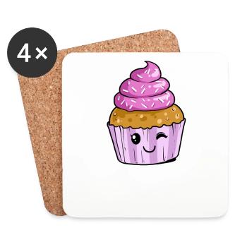 Muffin cupcake pastry chef - Coasters (set of 4) - white - Front