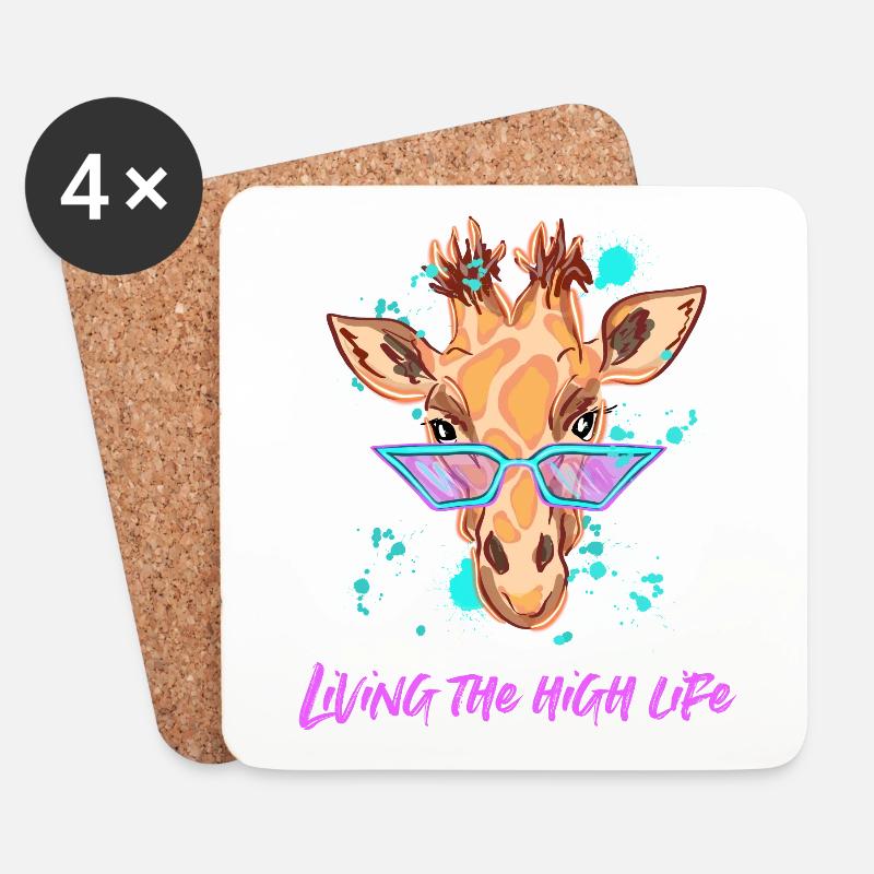 Coole Giraffe - Untersetzer (4er-Set) - Weiß
