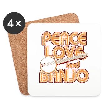 Banjo Lover - Peace love and banjo - Coasters (set of 4) - white - Front