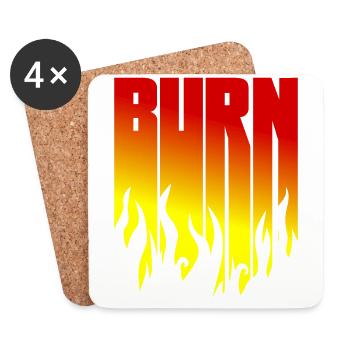 BURN - Schwarze Flammen - Flamme - Untersetzer (4er-Set) - Weiß - Vorne