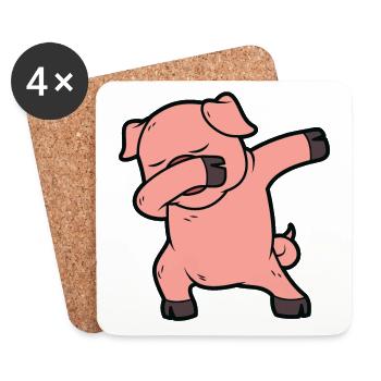 Cochon dabbing cochon danser cochon danser la figure - Dessous de verre (lot de 4) - blanc - Devant