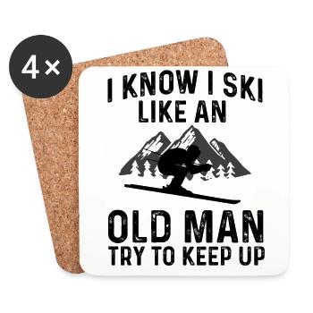 I know I ski like an old man - Coasters (set of 4) - white - Front