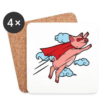 Super Flying Pig Super Flying Pig Hero - Coasters (set of 4) - white - Front