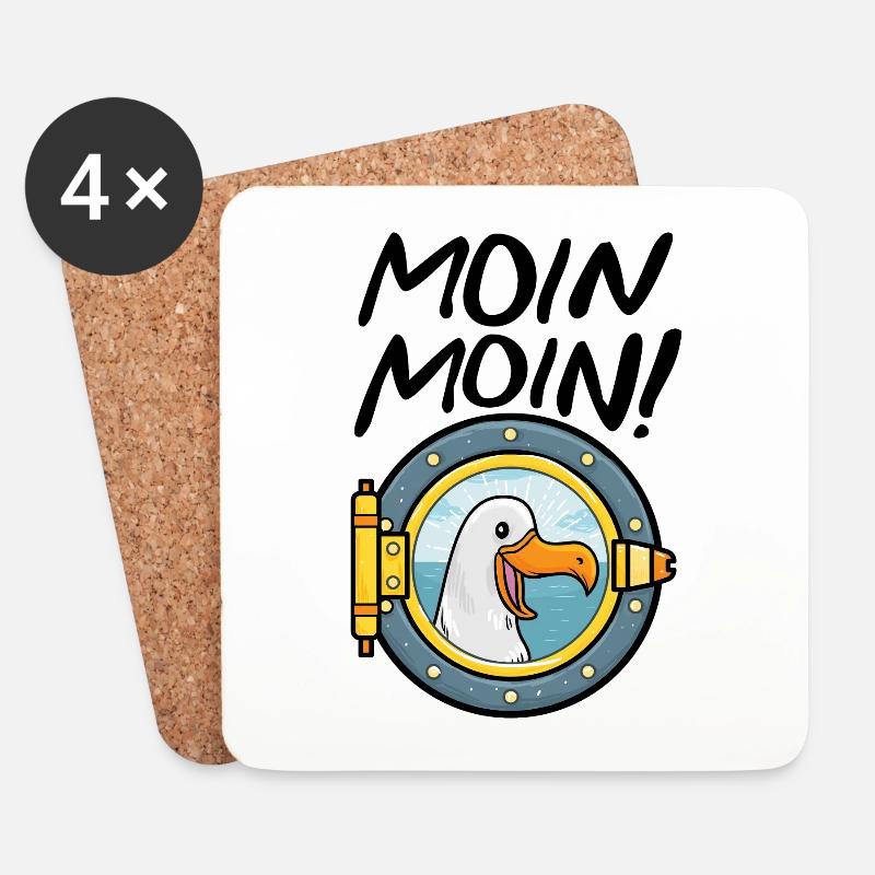Moin Moin Möwe Anker Ostsee Nordsee Schiffsluke - Untersetzer (4er-Set) - Weiß