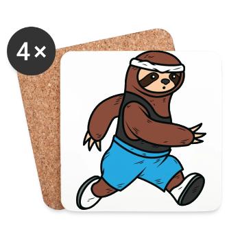 Sloth Running Paresseux En cours Sportif - Dessous de verre (lot de 4) - blanc - Devant