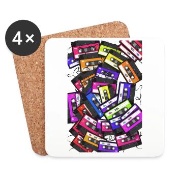 80er 90er Retro Musikkassette Mixtape Kassette - Untersetzer (4er-Set) - Weiß - Vorne