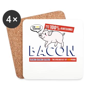 Jambon bacon porc barbecue barbecue barbecue - Dessous de verre (lot de 4) - blanc - Devant