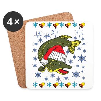 Hechtruprecht Hecht Ruprecht Knechtruprecht Angler - Coasters (set of 4) - white - Front