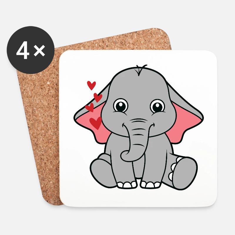 kleiner süßer Elefant Baby - Untersetzer (4er-Set) - Weiß