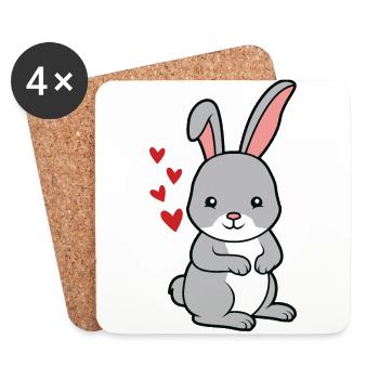 kleiner süßer Baby Hase - Untersetzer (4er-Set) - Weiß - Vorne