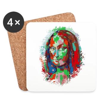 Poppy Mona Lisa design Leonardo da Vinci - Coasters (set of 4) - white - Front