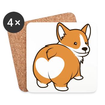 Welsh Corgi Pembroke butt - Coasters (set of 4) - white - Front