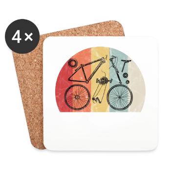 Retro Bicycle Parts Anatomy Gift Idea Vintage - Coasters (set of 4) - white - Front