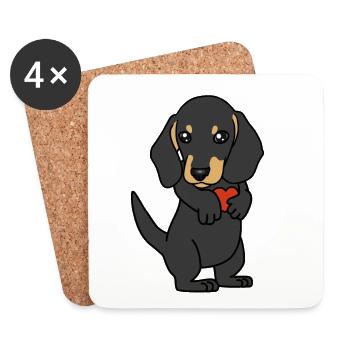 Dog Dogs Dog breeds Pets Pets Animal lover Dachshund - Coasters (set of 4) - white - Front