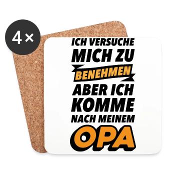 lustige Opa Sprüche Großvater Babysprüche - Untersetzer (4er-Set) - Weiß - Vorne
