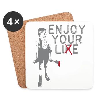 Enjoy your Life (Lie) Aufstand Wahrheit Glaube - Untersetzer (4er-Set) - Weiß - Vorne